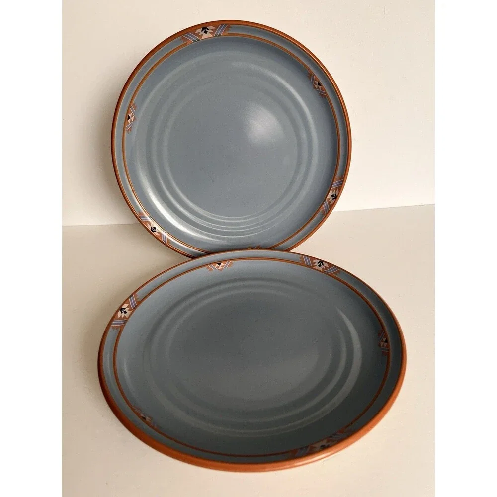 2 Noritake Blue Adobe Dinner Plates 10 1/4